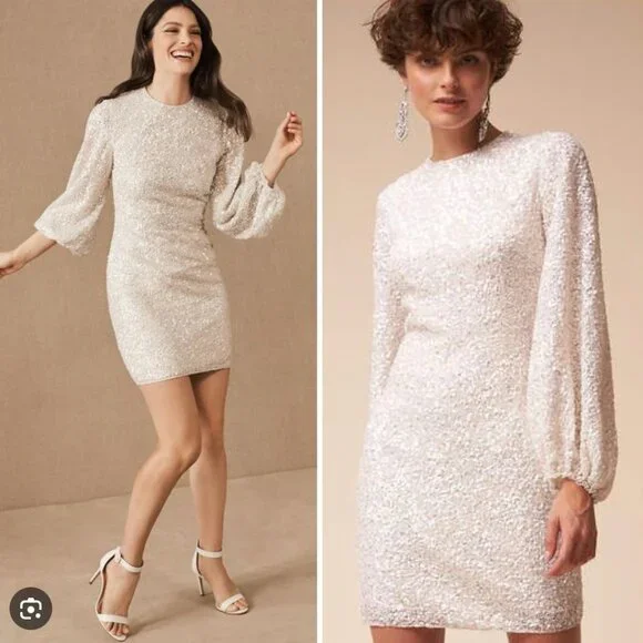 anthropologie white sequin dress Dress The Population Victoria Halter Sequin Mini Dress